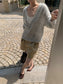 MOHAIR DEEP V-NECK KNIT 2465