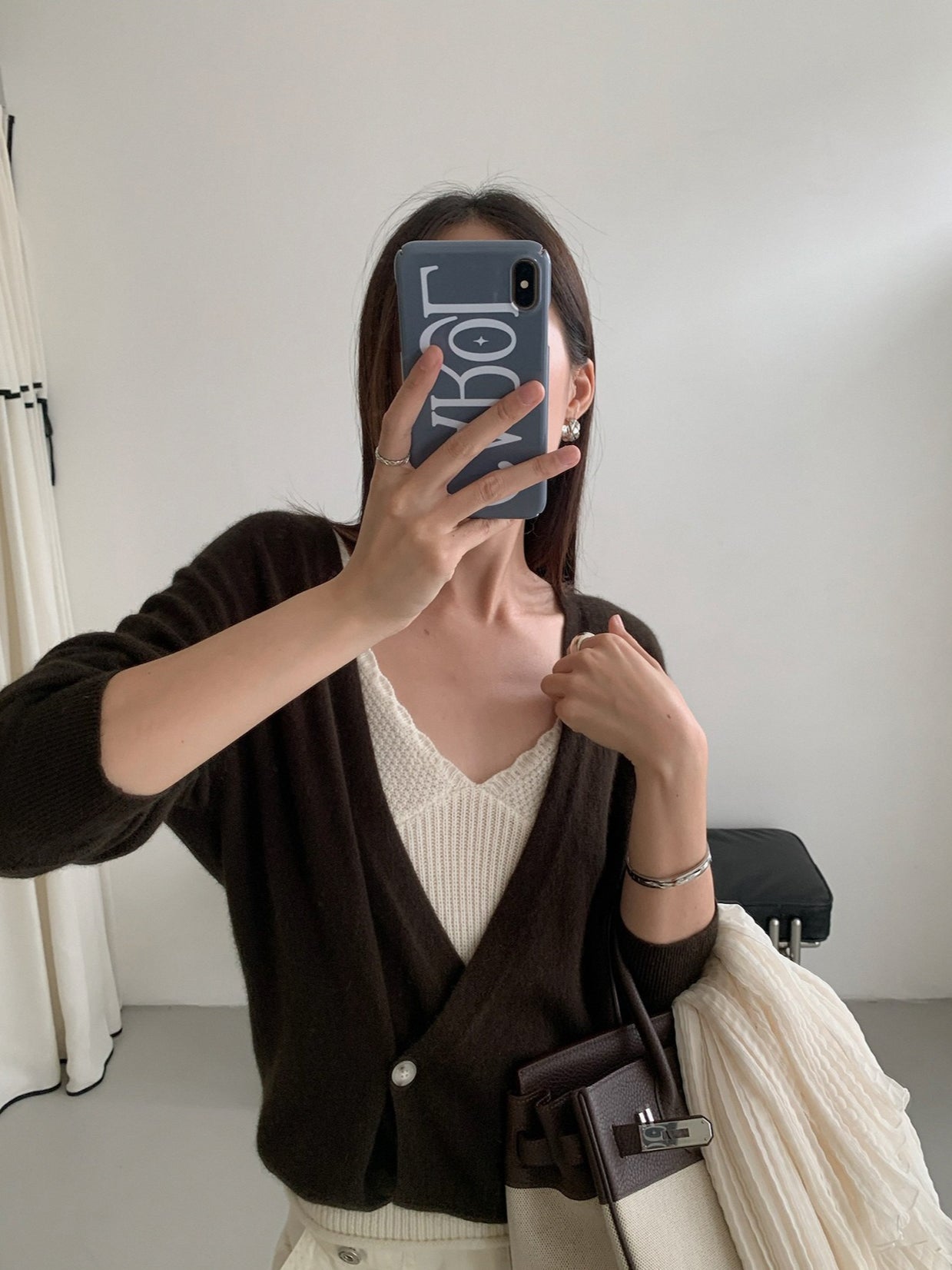 LOOSE ASYM V-CARDIGAN 2464