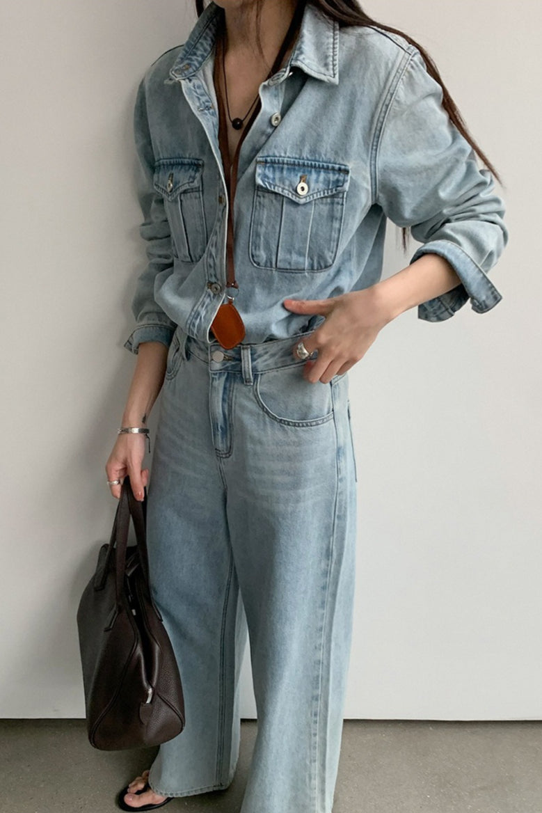 DOUBLE POCKET DENIM SHIRT 2305