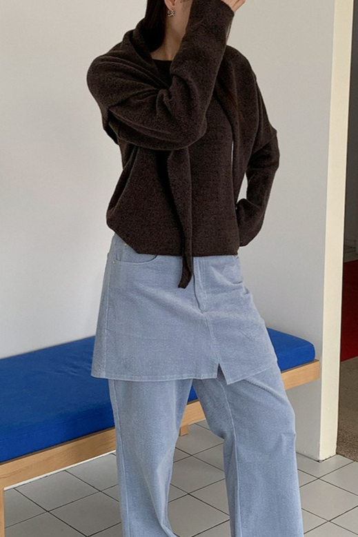 ストール付ラウンドネックカラーニット 2219