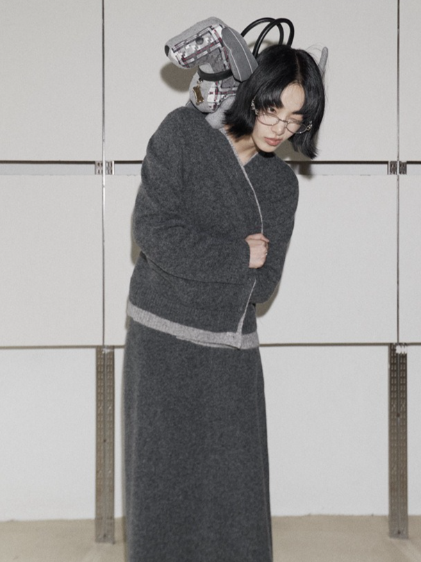 カラーブロックニットカーディガン 2211