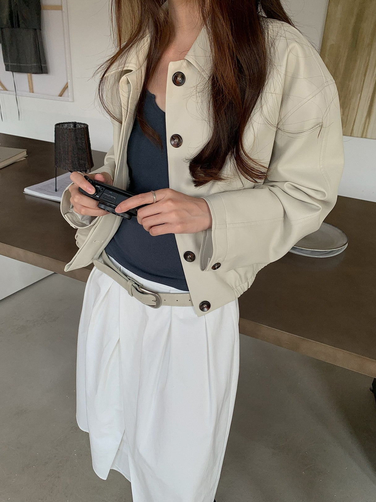 VEGAN LEATHER COCOON JACKET 2459