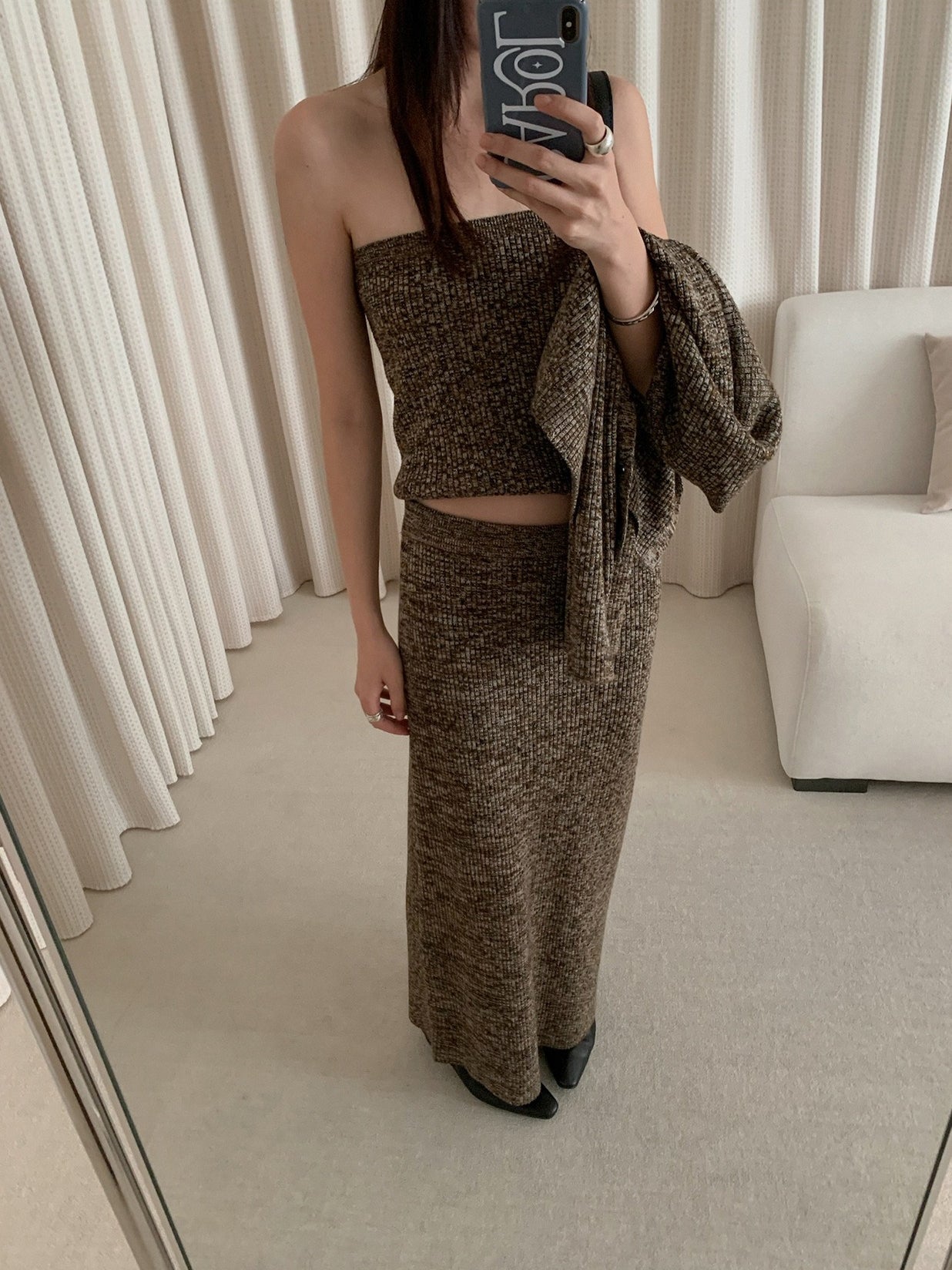 MIXED KNIT TUBE & CARDIGAN 2468