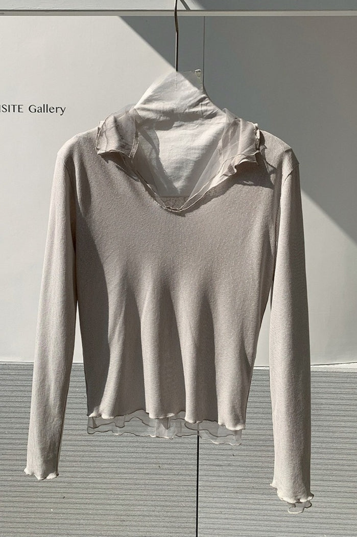 LAYERED SHEER COLLAR TOP–COLORS 2310