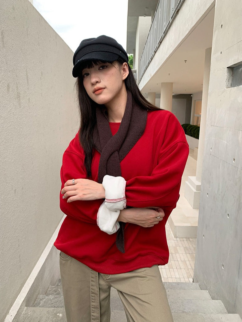 SCARF ACCENT SWEAT 2481
