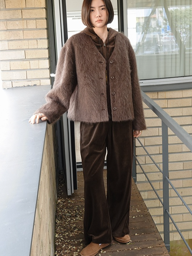 ダブルジップベロアフーディ 2195