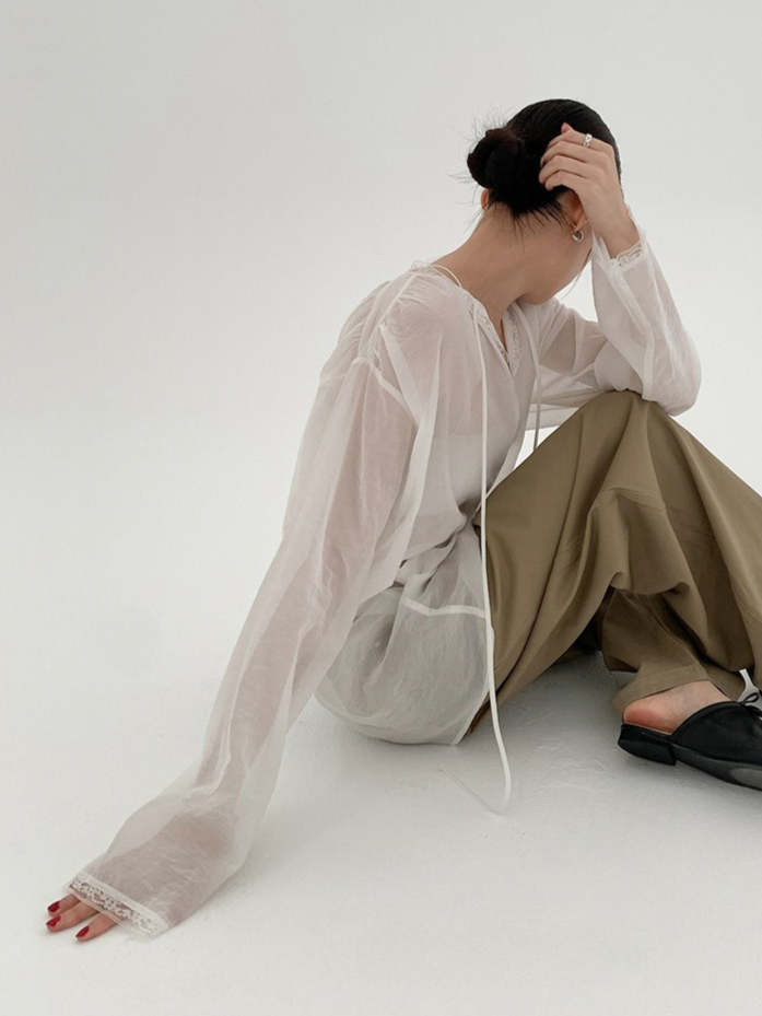 SHEER TIE-NECK BLOUSE 2131