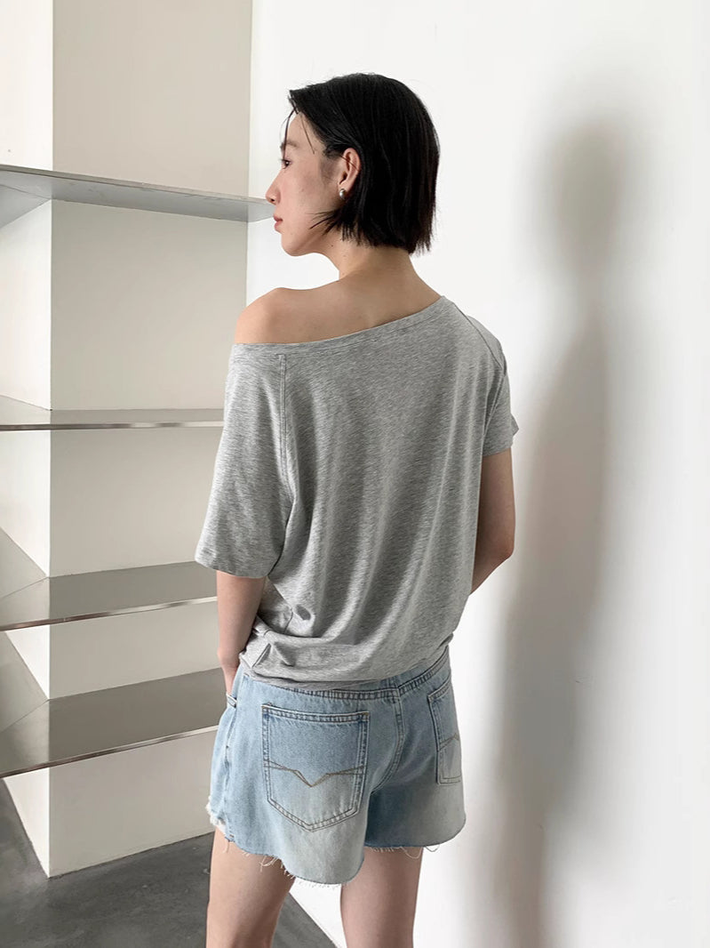 ボートネックTシャツ 2074