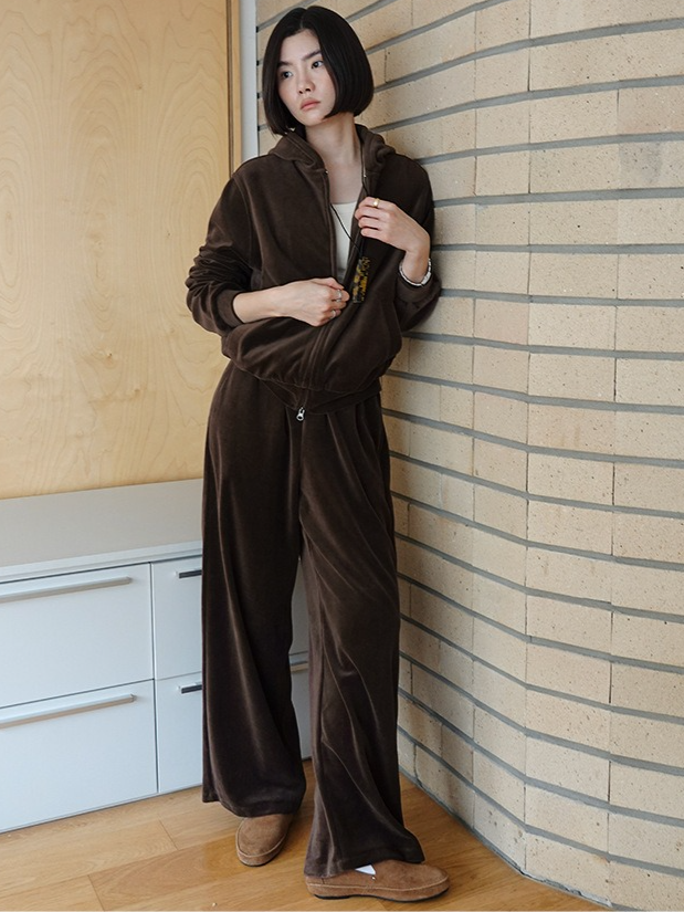 ダブルジップベロアフーディ 2195