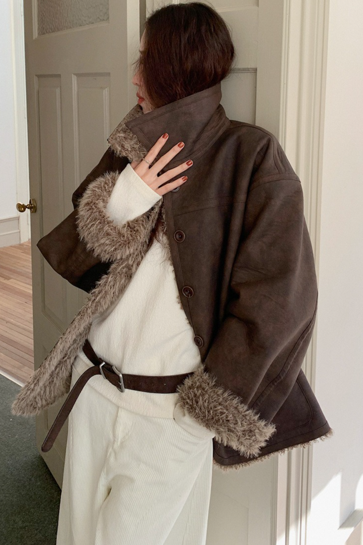 リバーシブルフェイクムートンコート 2218