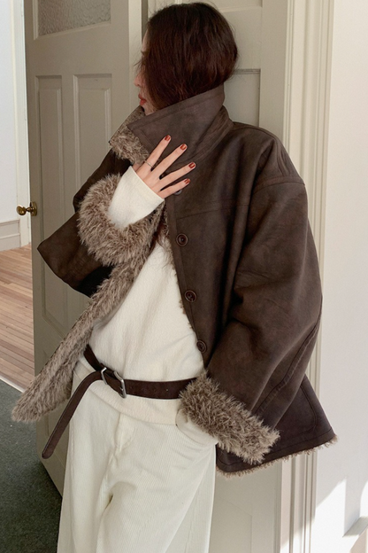 リバーシブルフェイクムートンコート 2218
