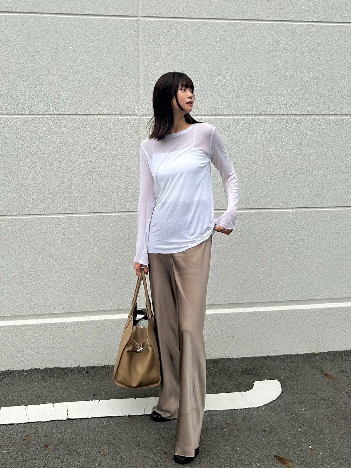 【再入荷】サテンリラックスワイドパンツ 0944