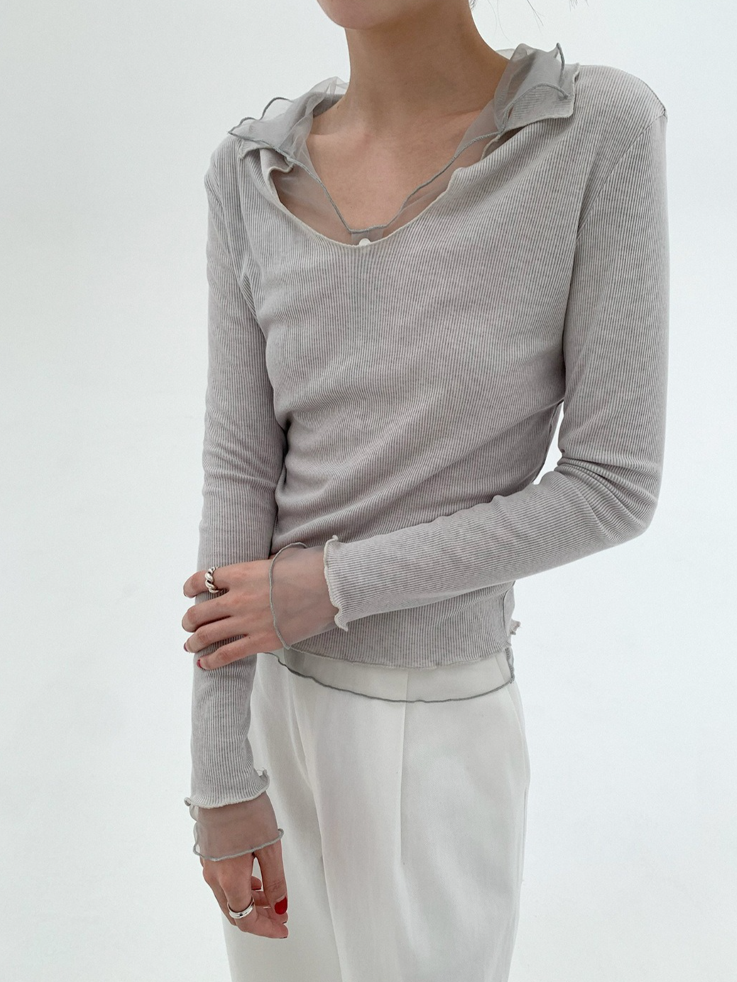 LAYERED SHEER COLLAR TOP 2124