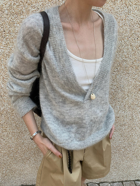 MOHAIR DEEP V-NECK KNIT 2465