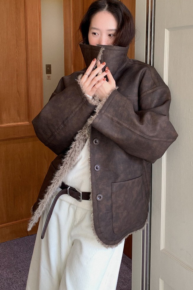 リバーシブルフェイクムートンコート 2218