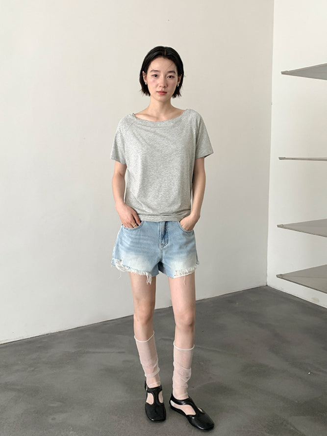ボートネックTシャツ 2074