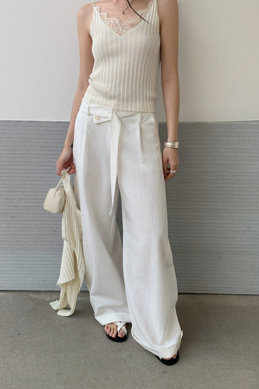 DOUBLE BELT WIDE PANTS 2304