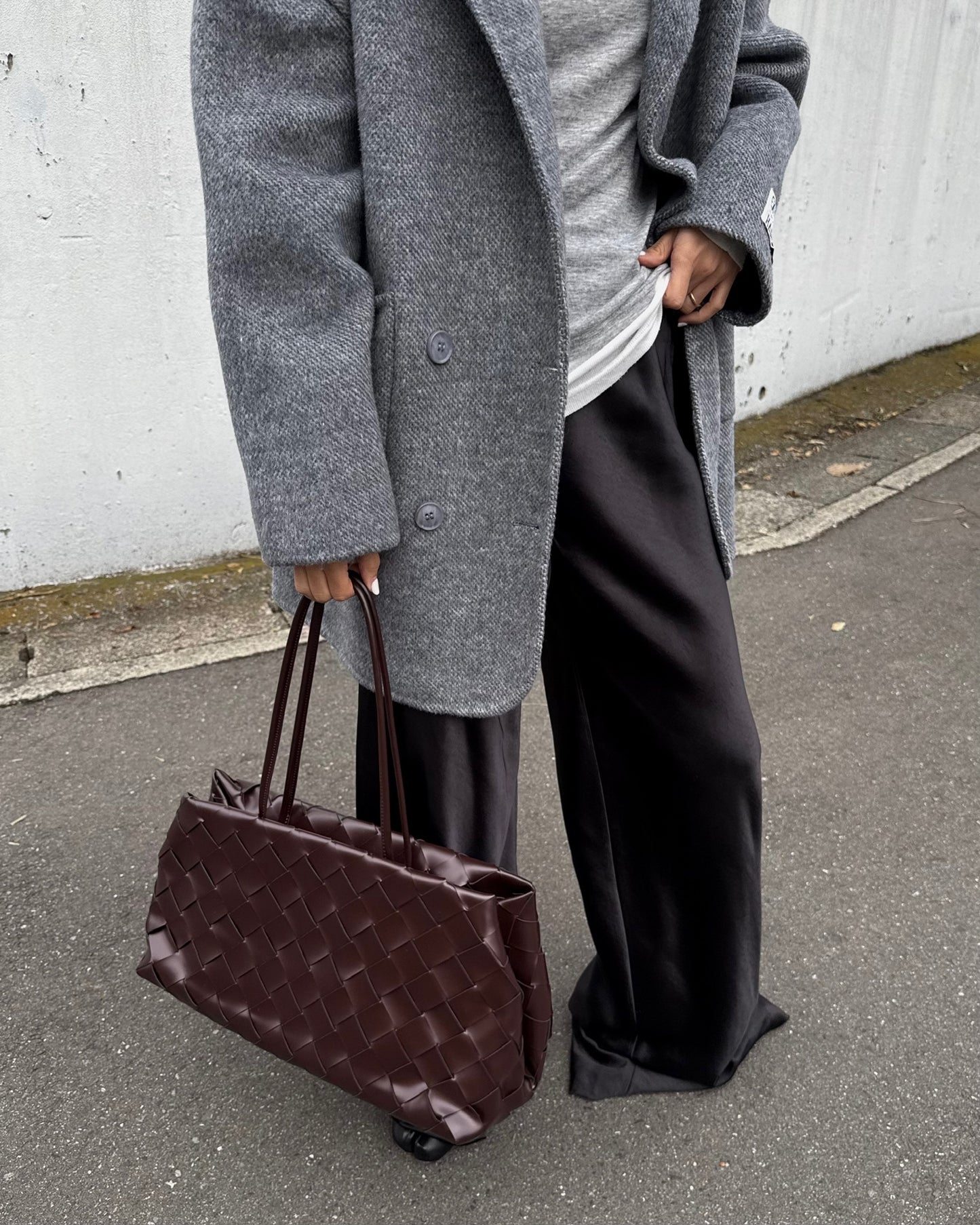 レザー編み込みショルダーバッグ 2139