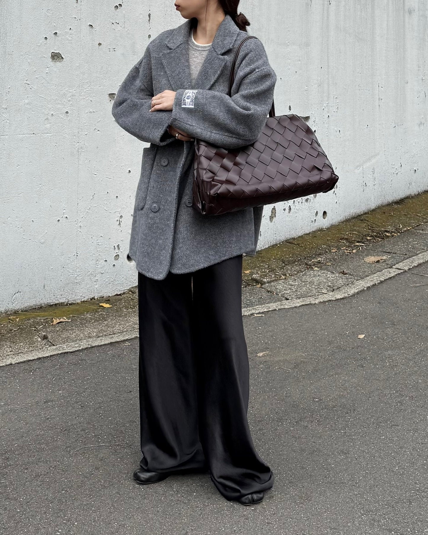 レザー編み込みショルダーバッグ 2139