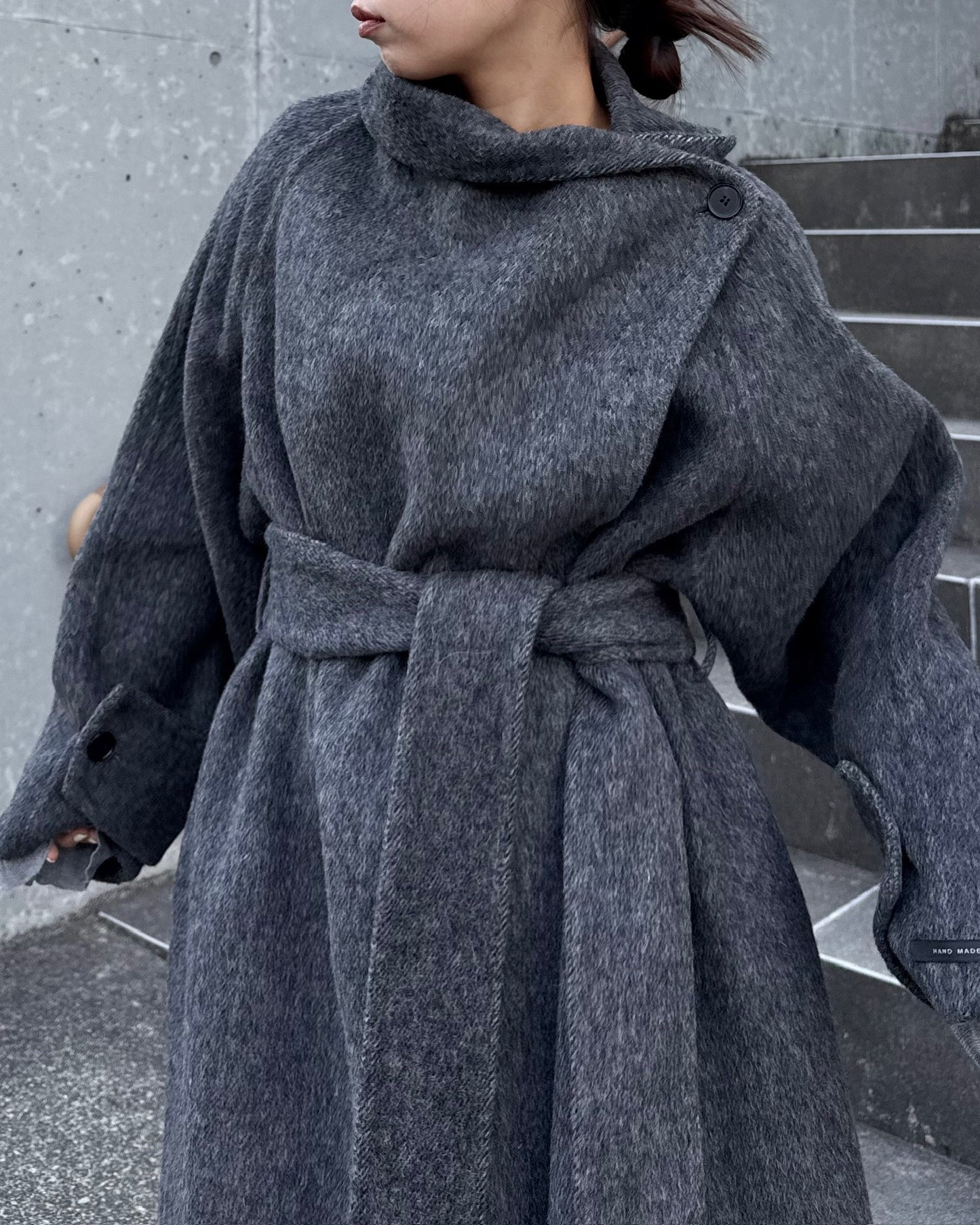 ウールスタンドカラーロングコート 2232