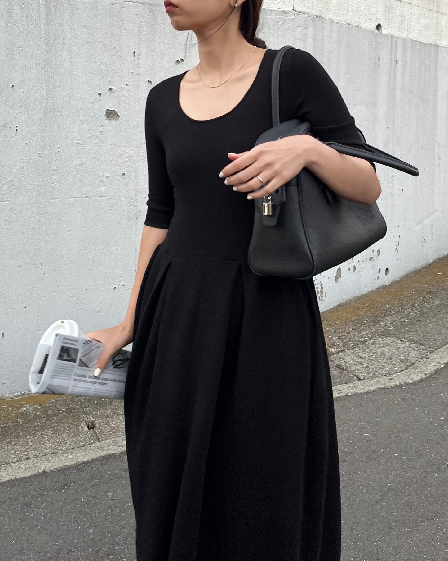 ハーフスリーブロングワンピース 0830