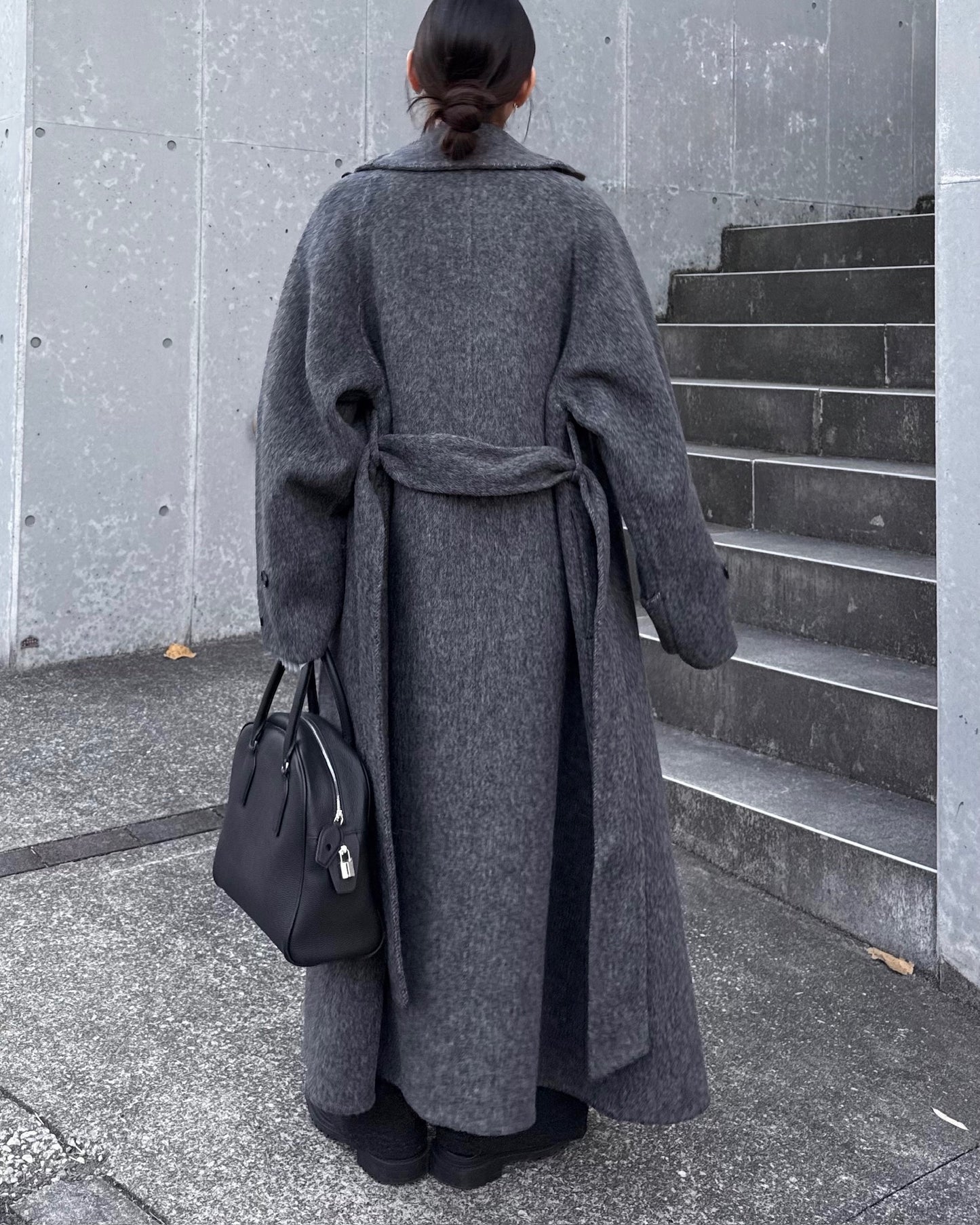 ウールスタンドカラーロングコート 2232