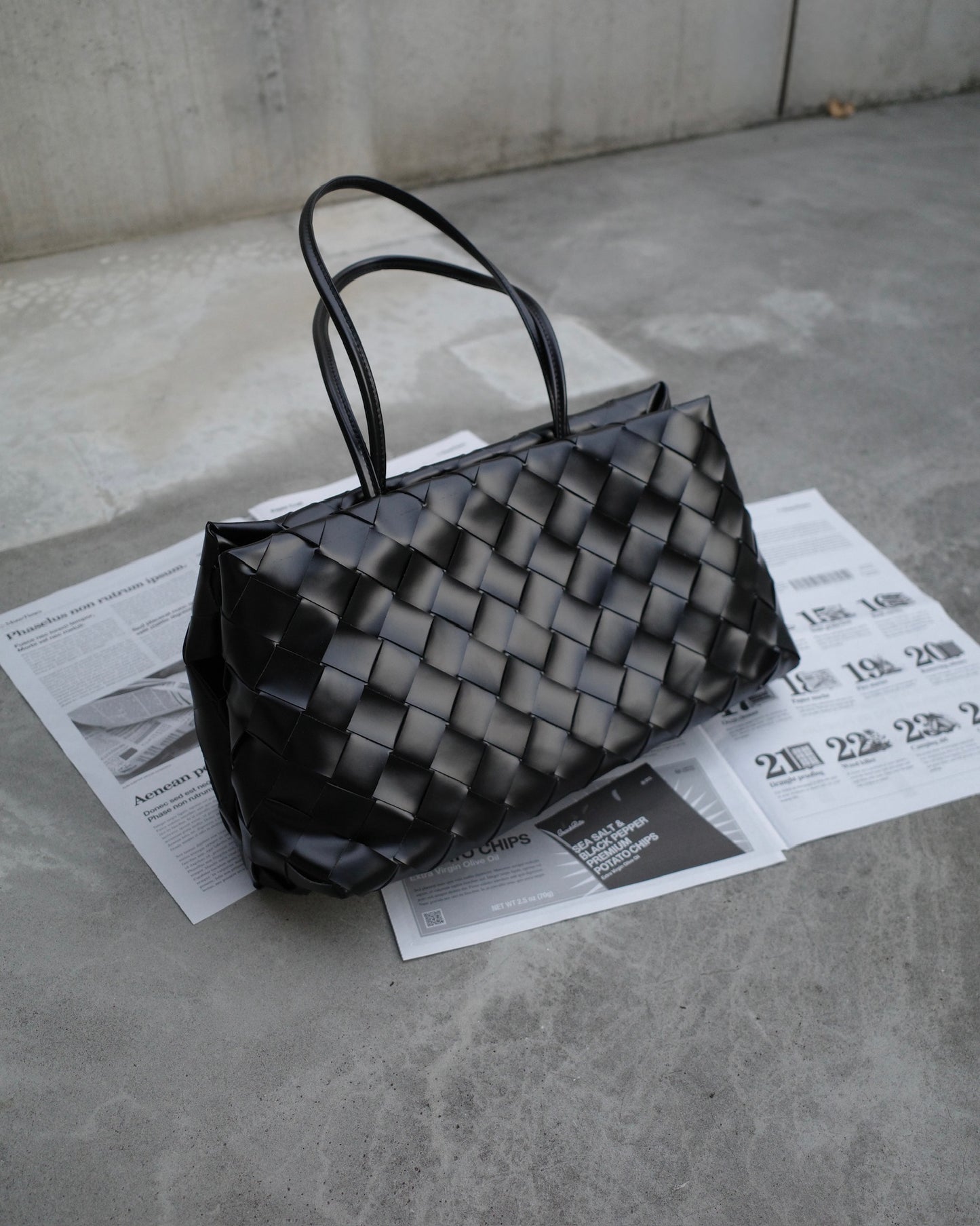 レザー編み込みショルダーバッグ 2139