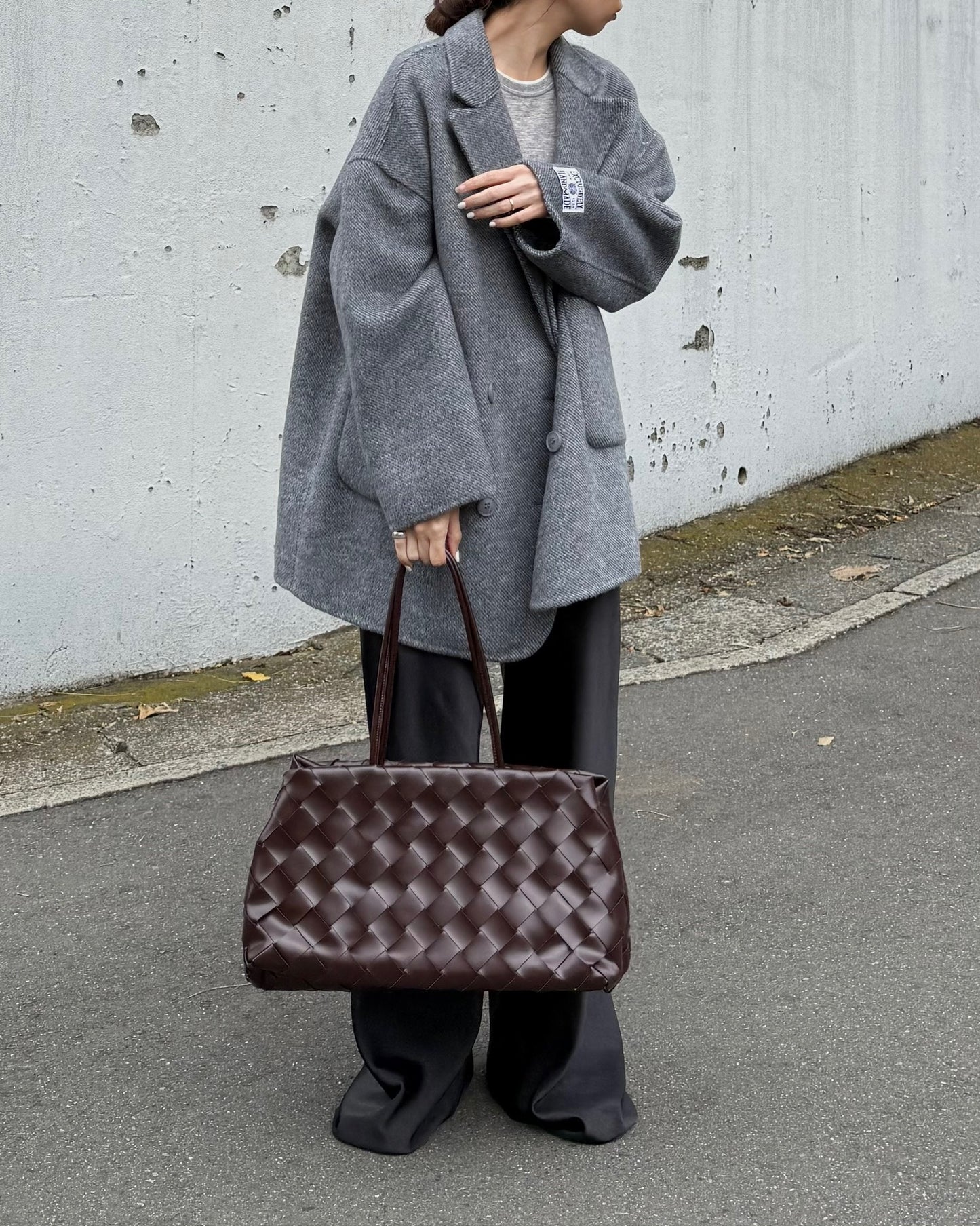 レザー編み込みショルダーバッグ 2139