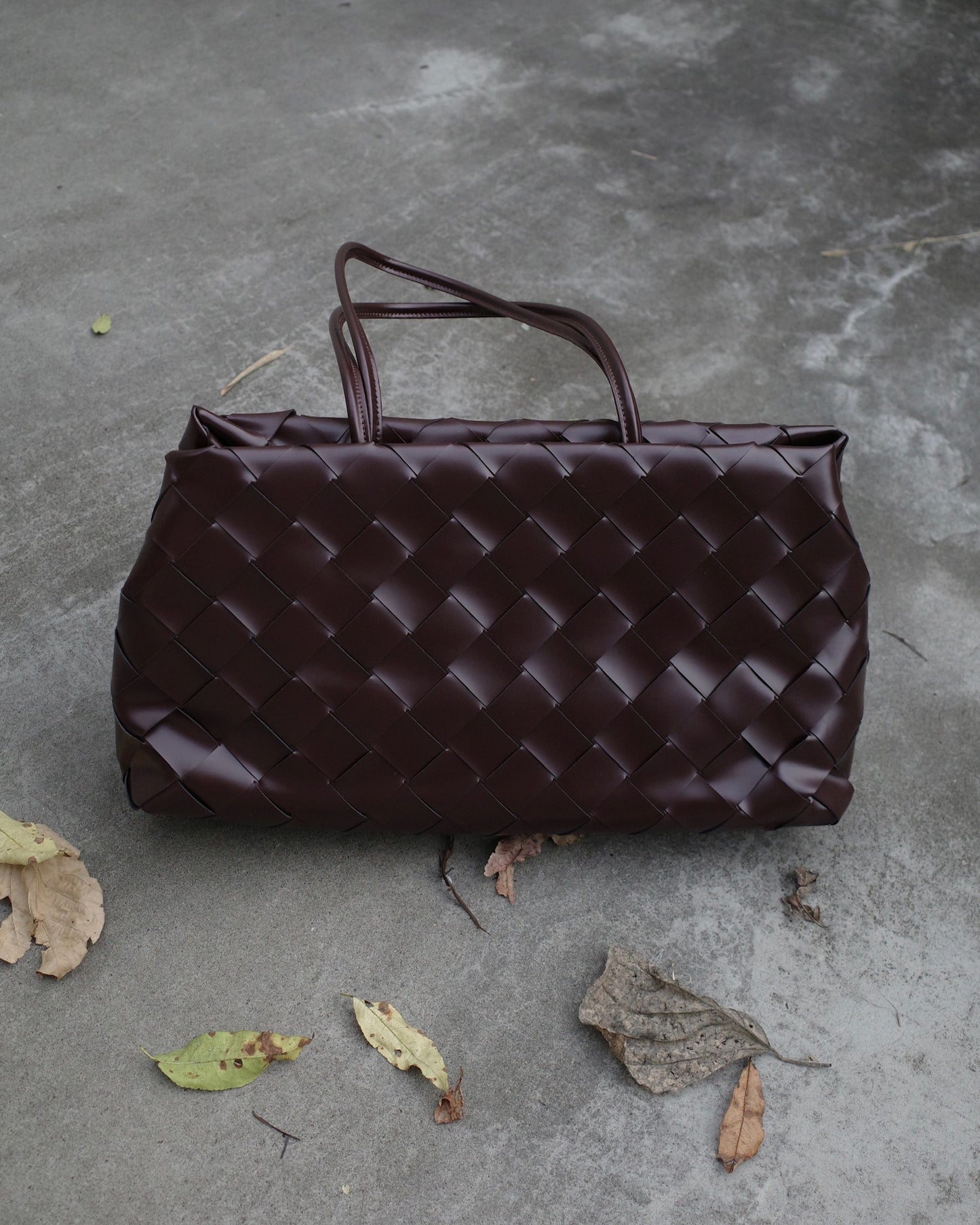 レザー編み込みショルダーバッグ 2139