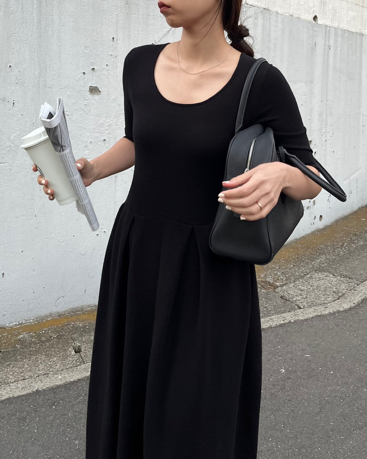 ハーフスリーブロングワンピース 0830