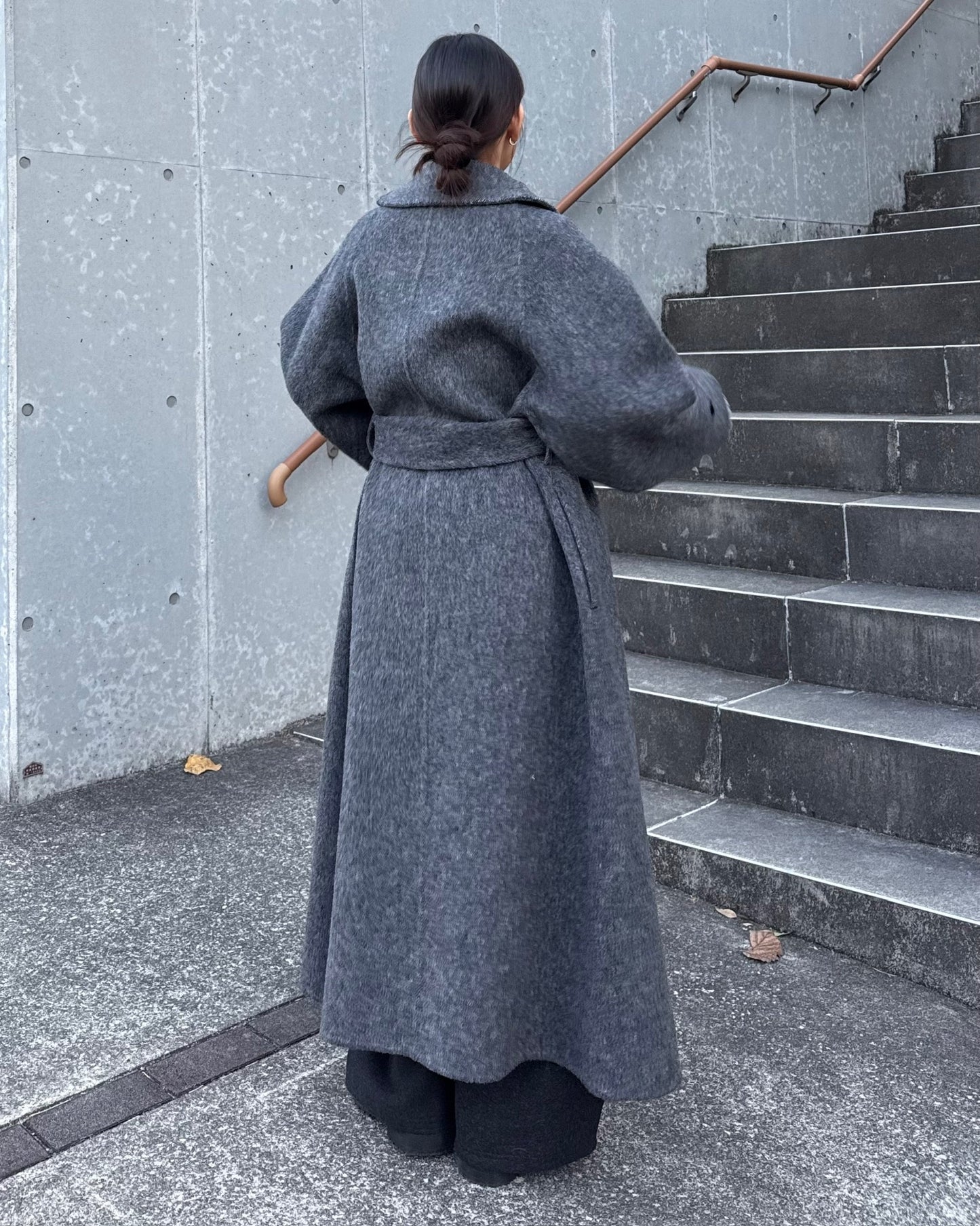 ウールスタンドカラーロングコート 2232