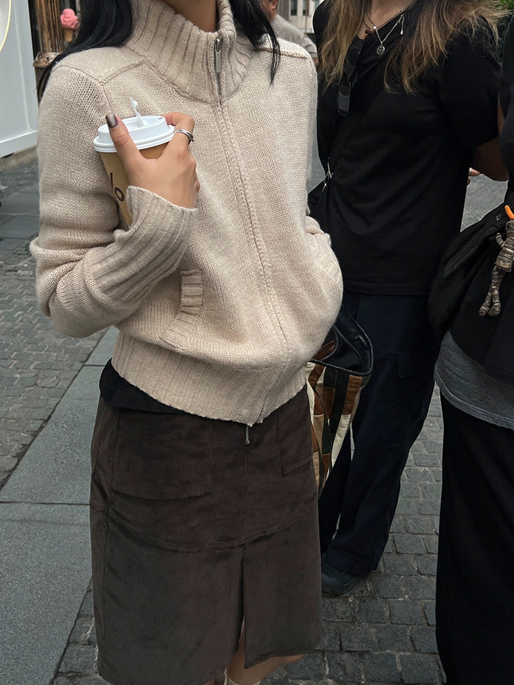 ジップアップスタンドネックニットカーディガン 1737 – gypsophila