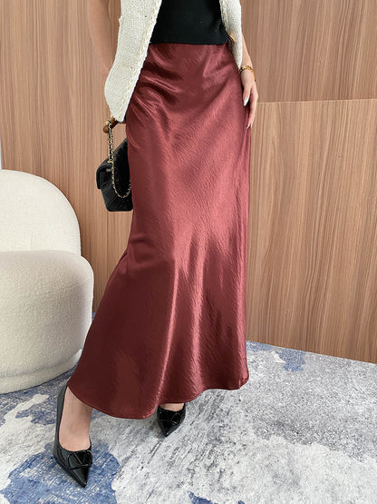 SATIN LONG SKIRT 2064