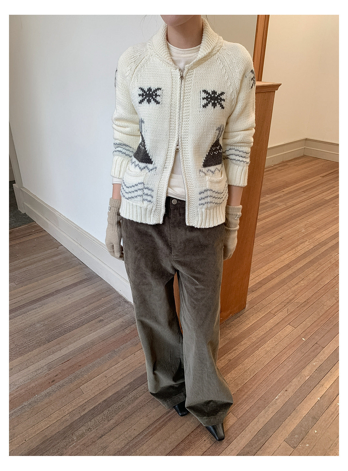 ノルディック柄ジップニット 2217