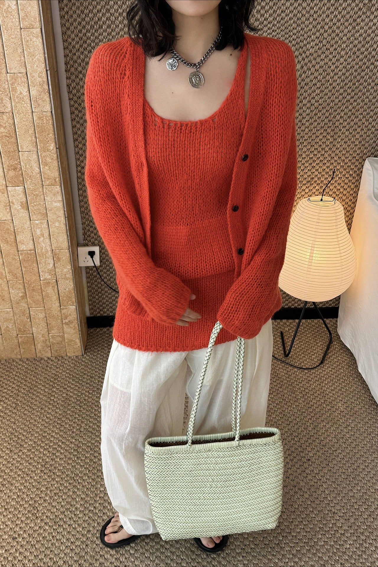 透かし編みニットアンサンブル 2273