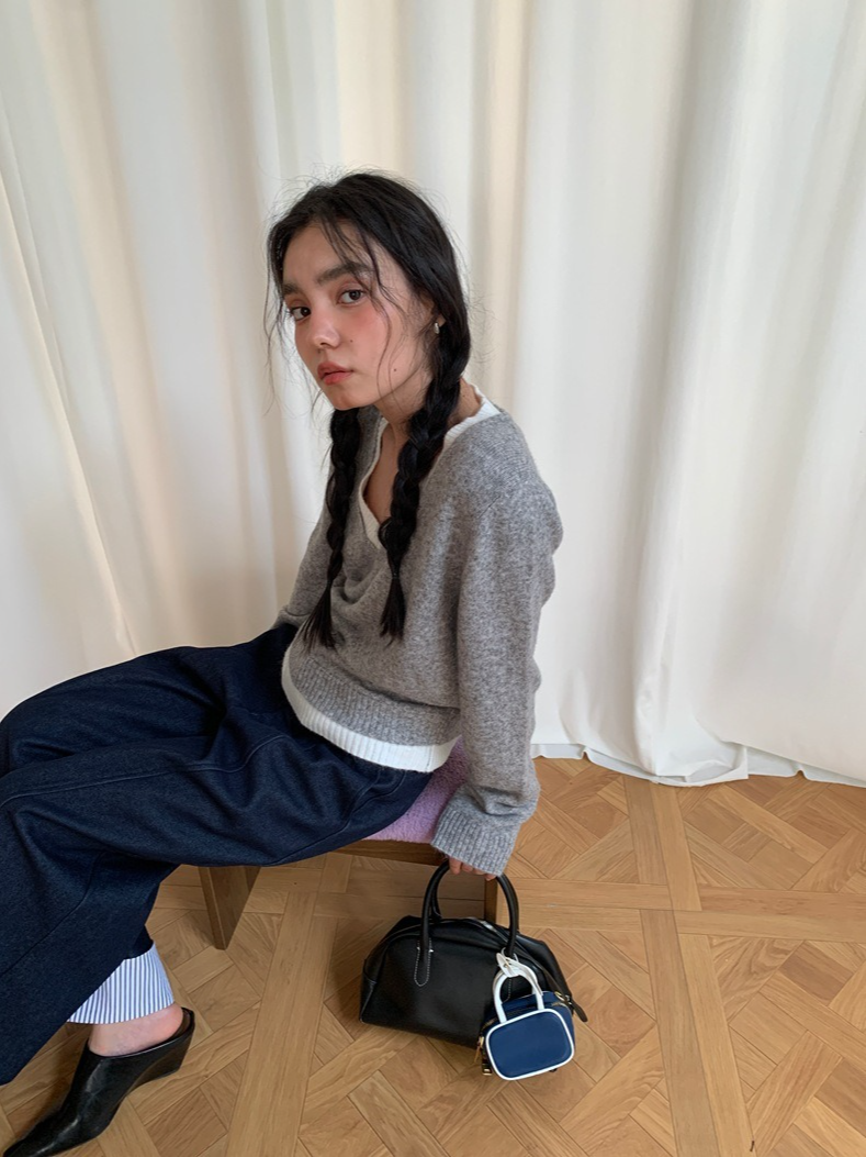 ヘムストライプワイドデニム 2214