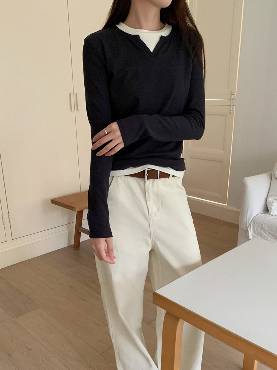 フェイクツーピーススキッパーTシャツ 2199