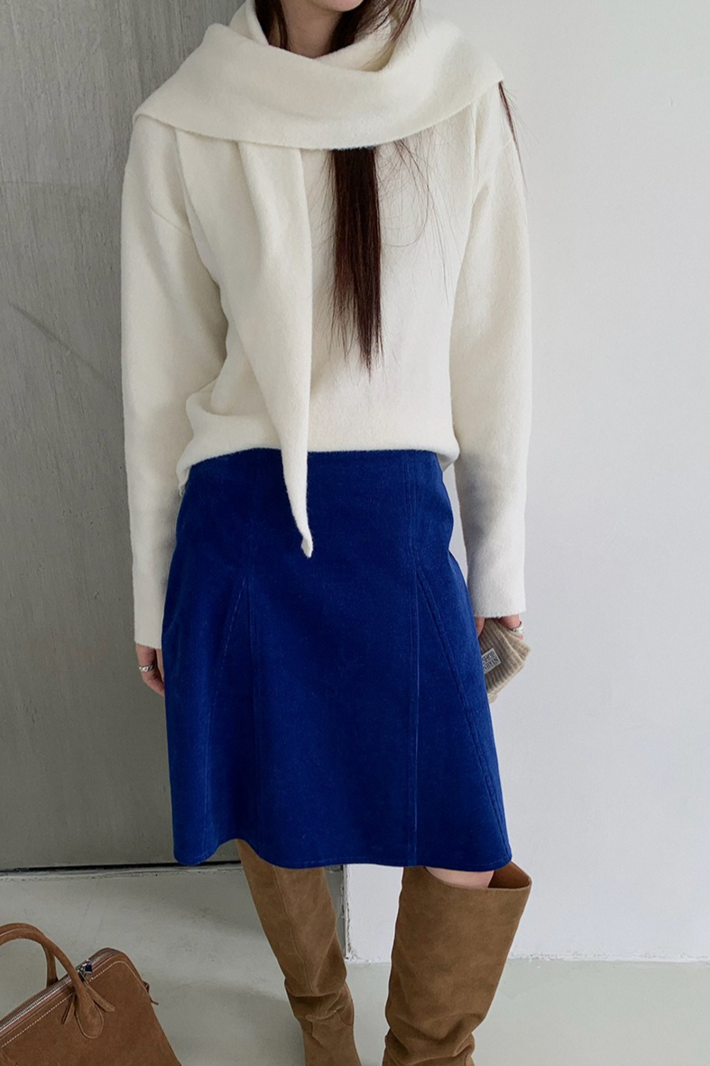 ストール付ラウンドネックカラーニット 2219