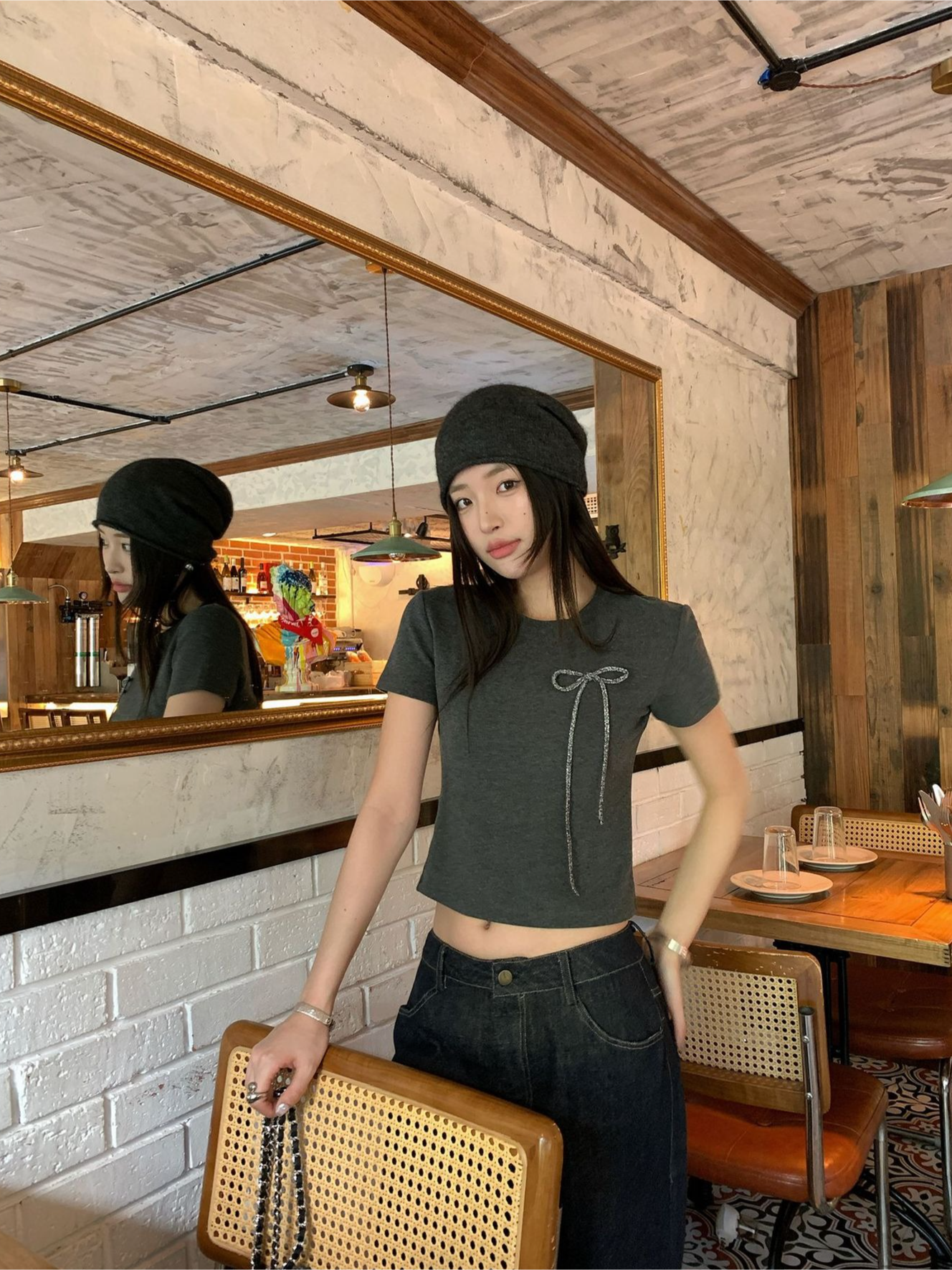 コンパクトリボンデザインTシャツ 2115