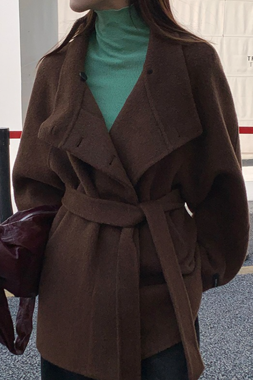 スタンドカラーウールコート 2221