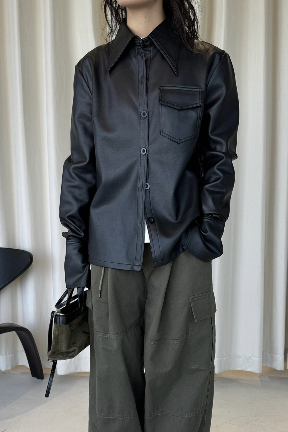 フェイクレザーシャツジャケット 2248