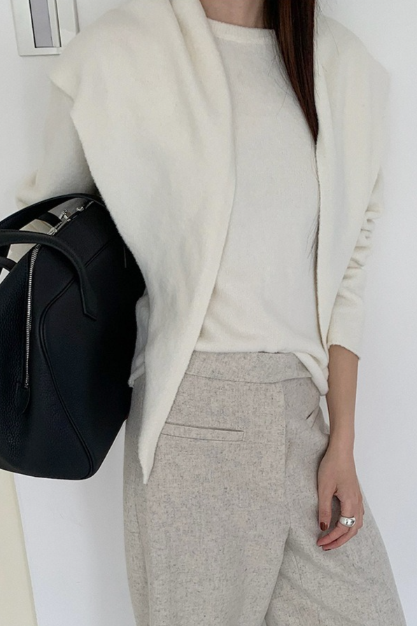 ストール付ラウンドネックカラーニット 2219