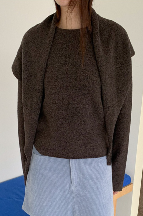 ストール付ラウンドネックカラーニット 2219