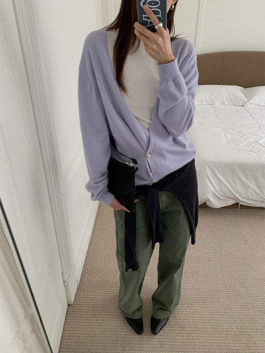 LOOSE ASYM V-CARDIGAN 2464