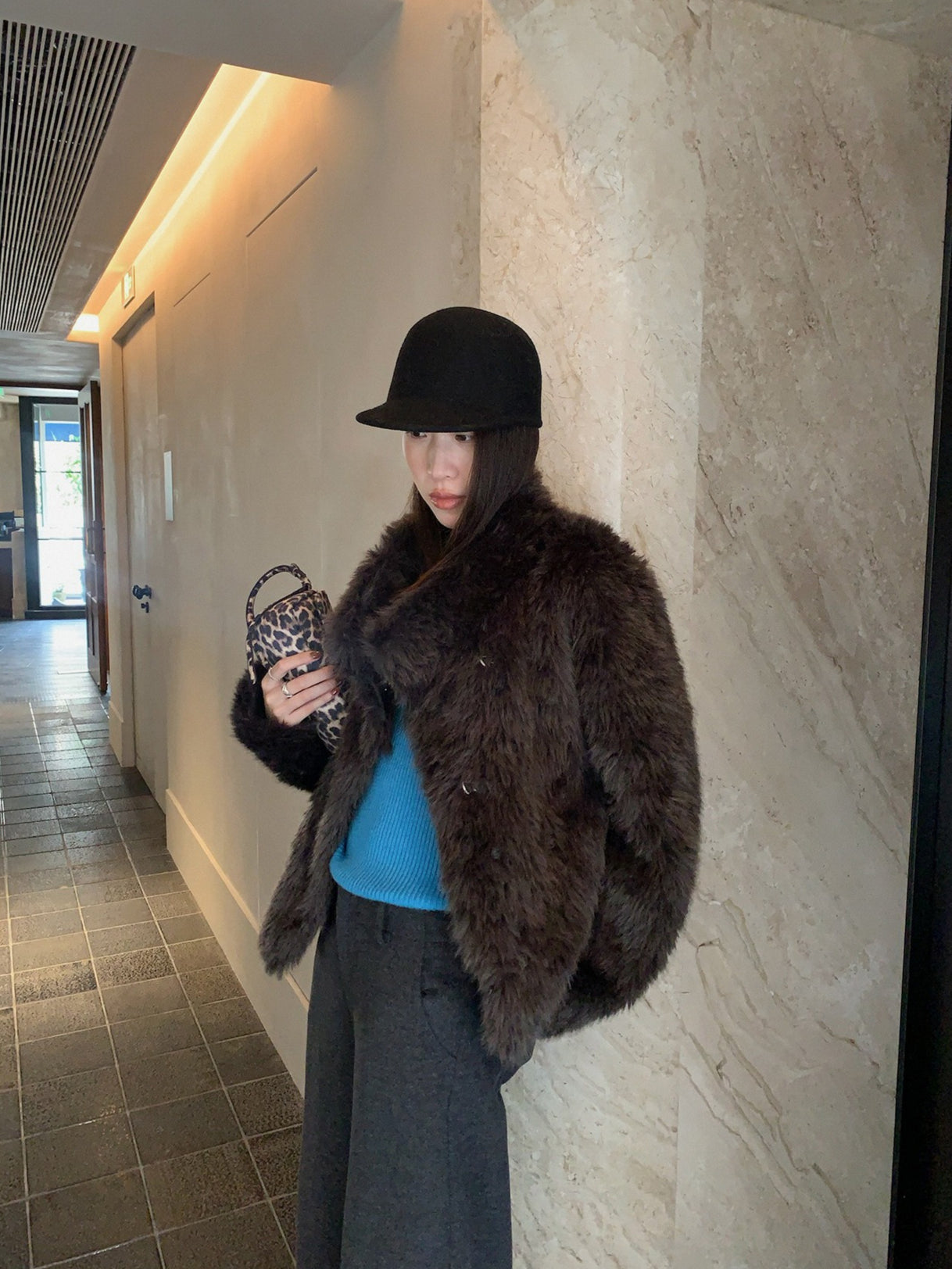 FLUFFY ECO FUR COAT 2501