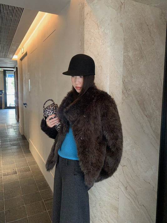 FLUFFY ECO FUR COAT 2501