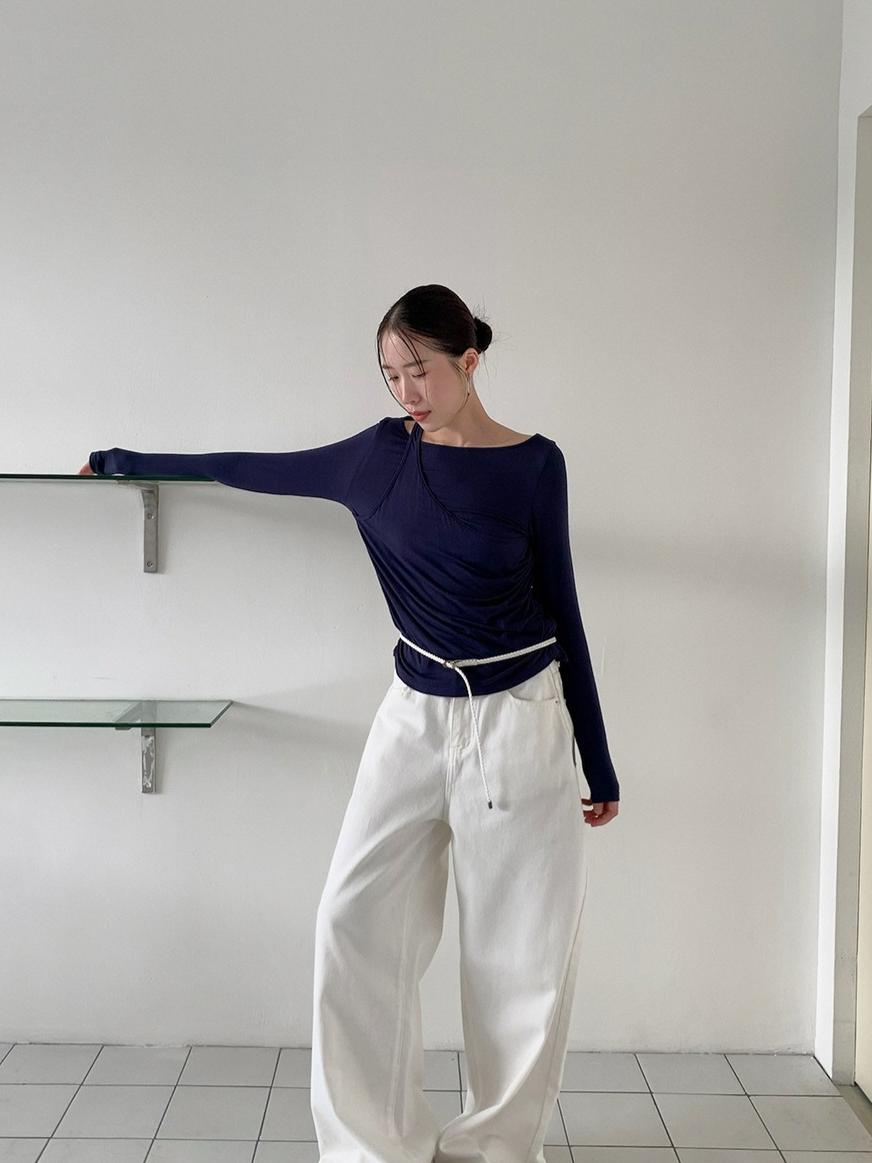 アシメトリードレープレイヤートップス 2202