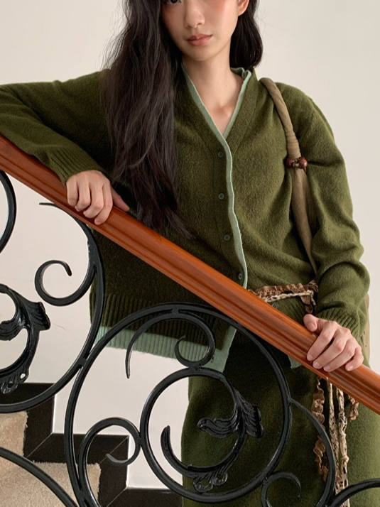 カラーブロックニットカーディガン 2211