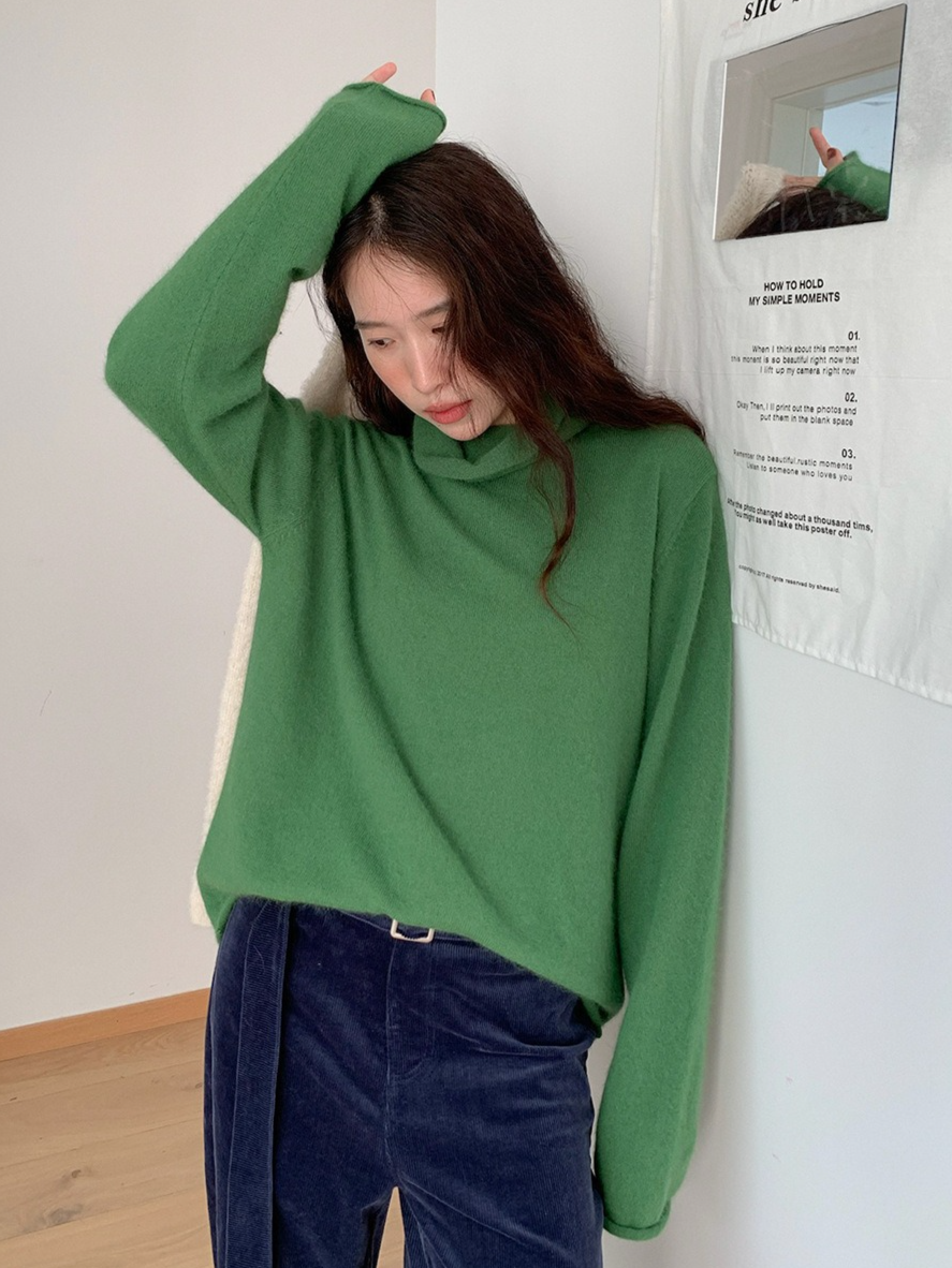 ルーズハイネックカラーニット 2200