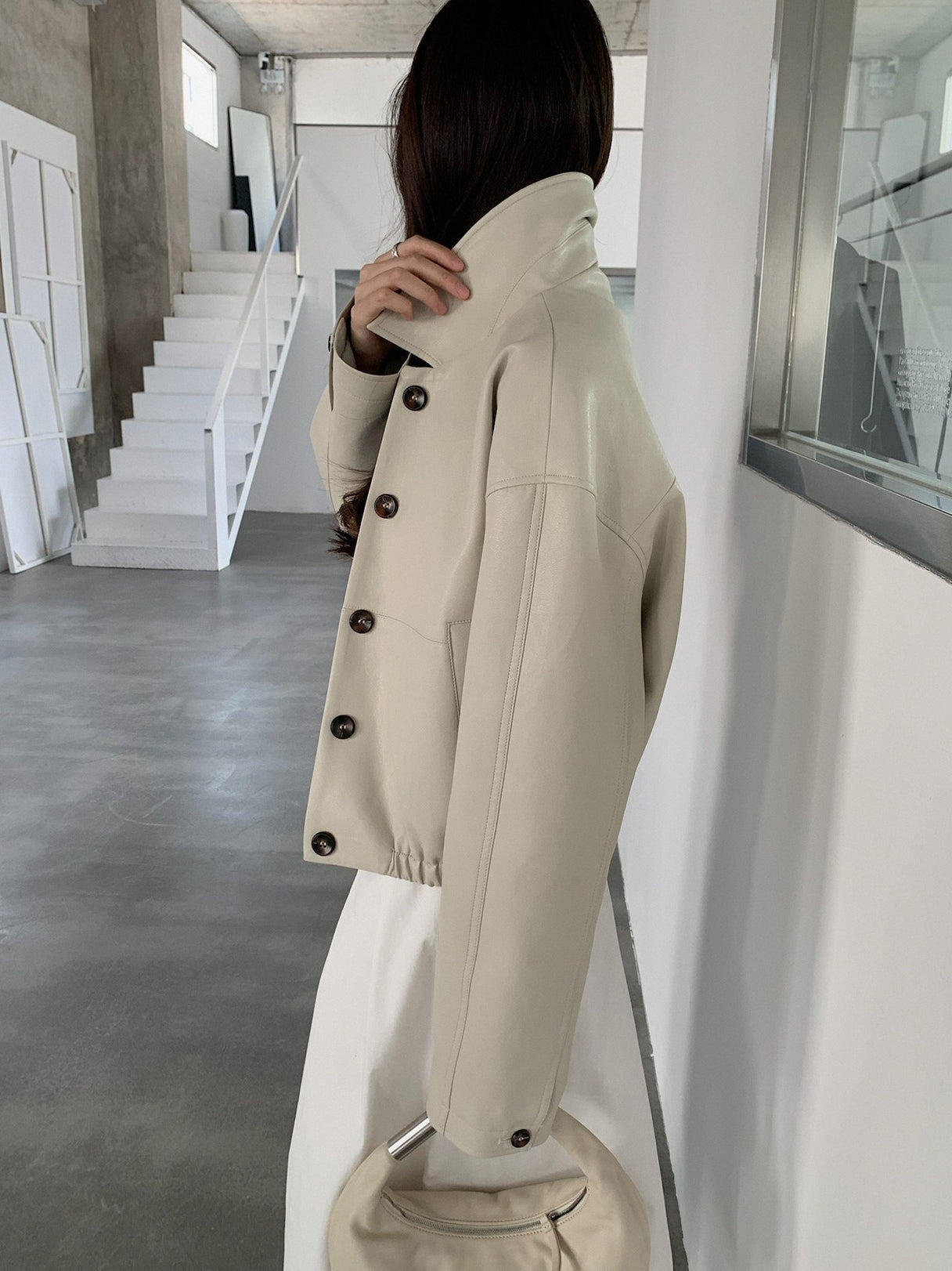 VEGAN LEATHER COCOON JACKET 2459
